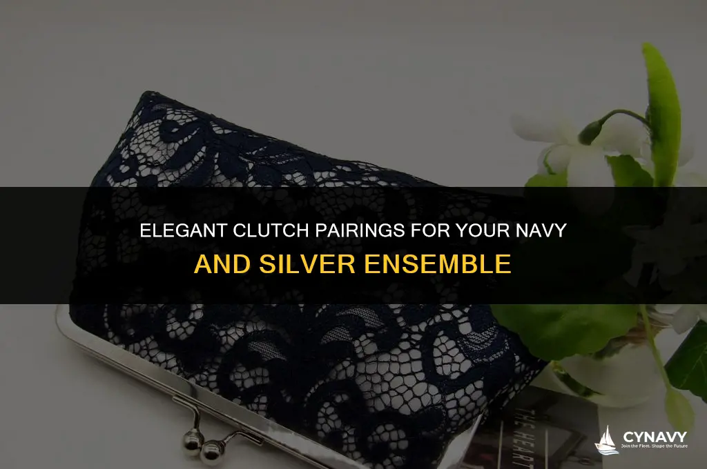 what color clutch with navy and silver dress