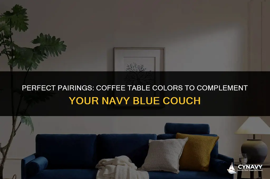 what color coffee table goes with a navy blue couch