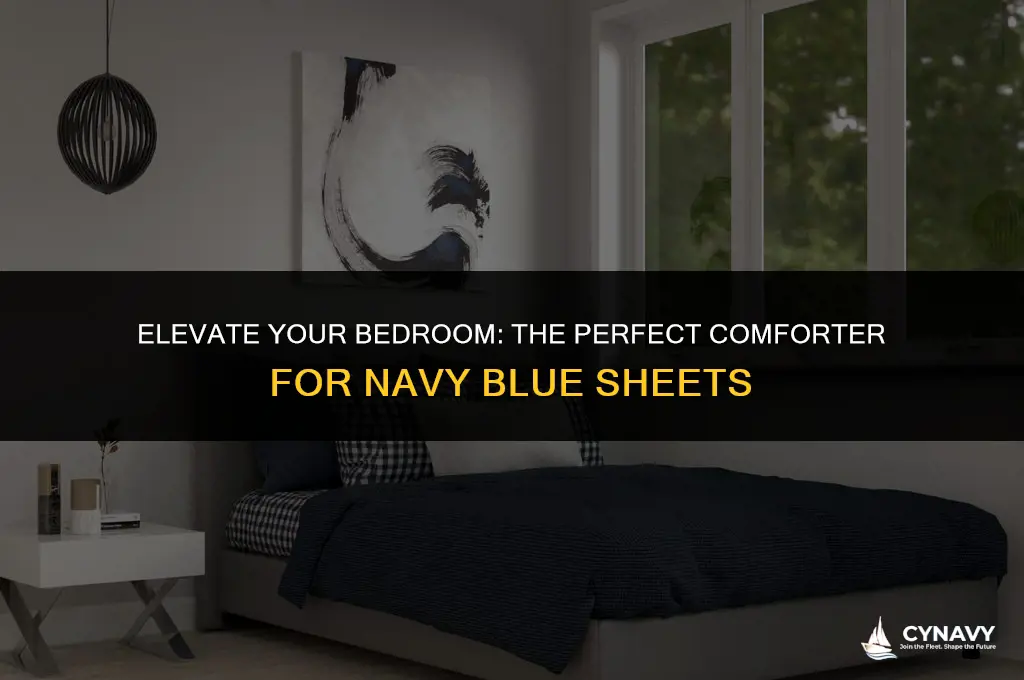 what color comforter goes with navy blue sheets
