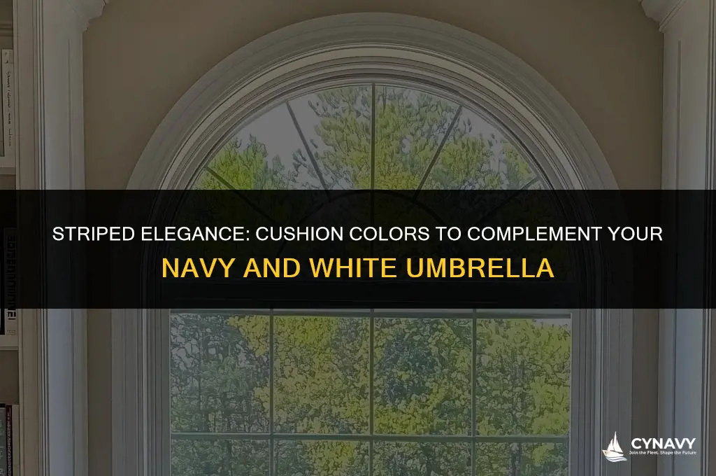 what color cushions go with navy and white striped umbrella