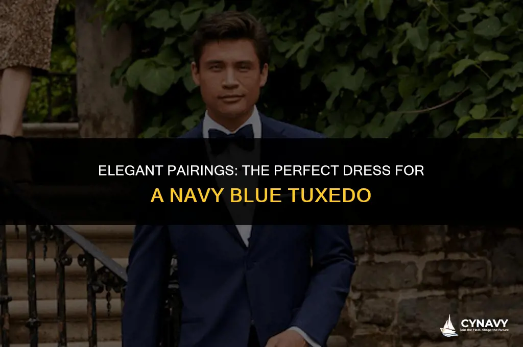 what color dress goes with navy blue tux