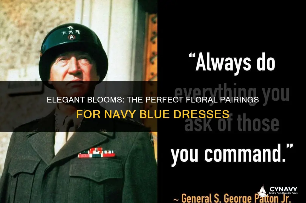 what color flowers compliment with navy blue dresses