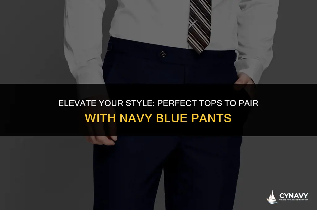 what color top to wear with navy blue pants