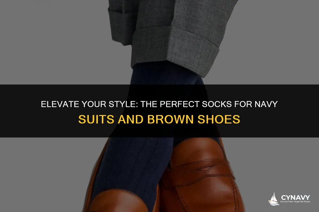 what socks to wear with navy suit and brown shoes