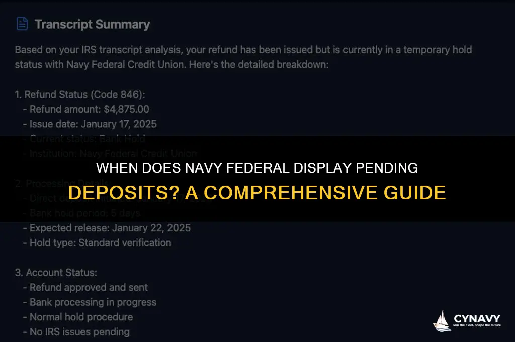 what time does navy federal show pending deposits
