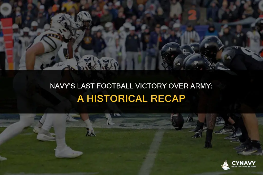 when was the last time navy beat army in football