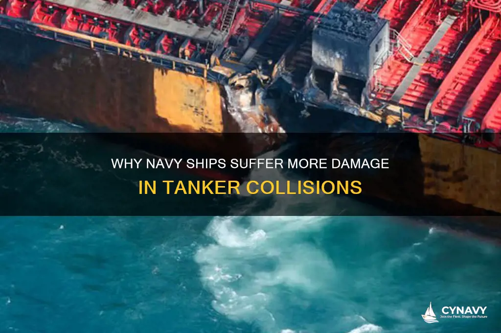 why do navy ships get damaged worse in collisions withctankers