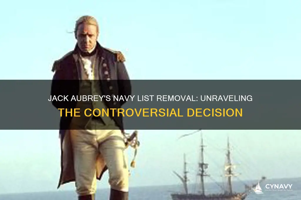 why was jack aubrey get struck off the navy list